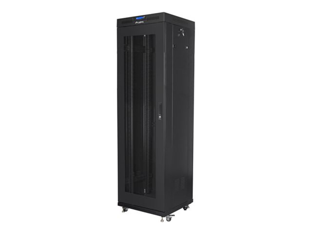 Lanberg - Rack cabinet 19" free-standing 42U/600x600 (flat pack) with mesh door, LCD - FF01-6642-23BL - Black