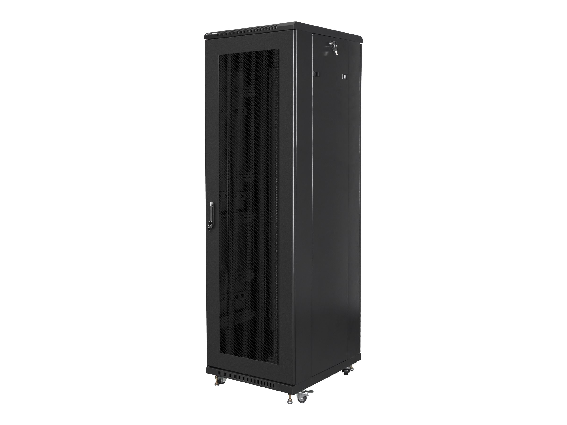 Lanberg - Rack cabinet 19" free-standing 42U/600x800 (flat pack) with mesh door - FF01-6842-23B - Black