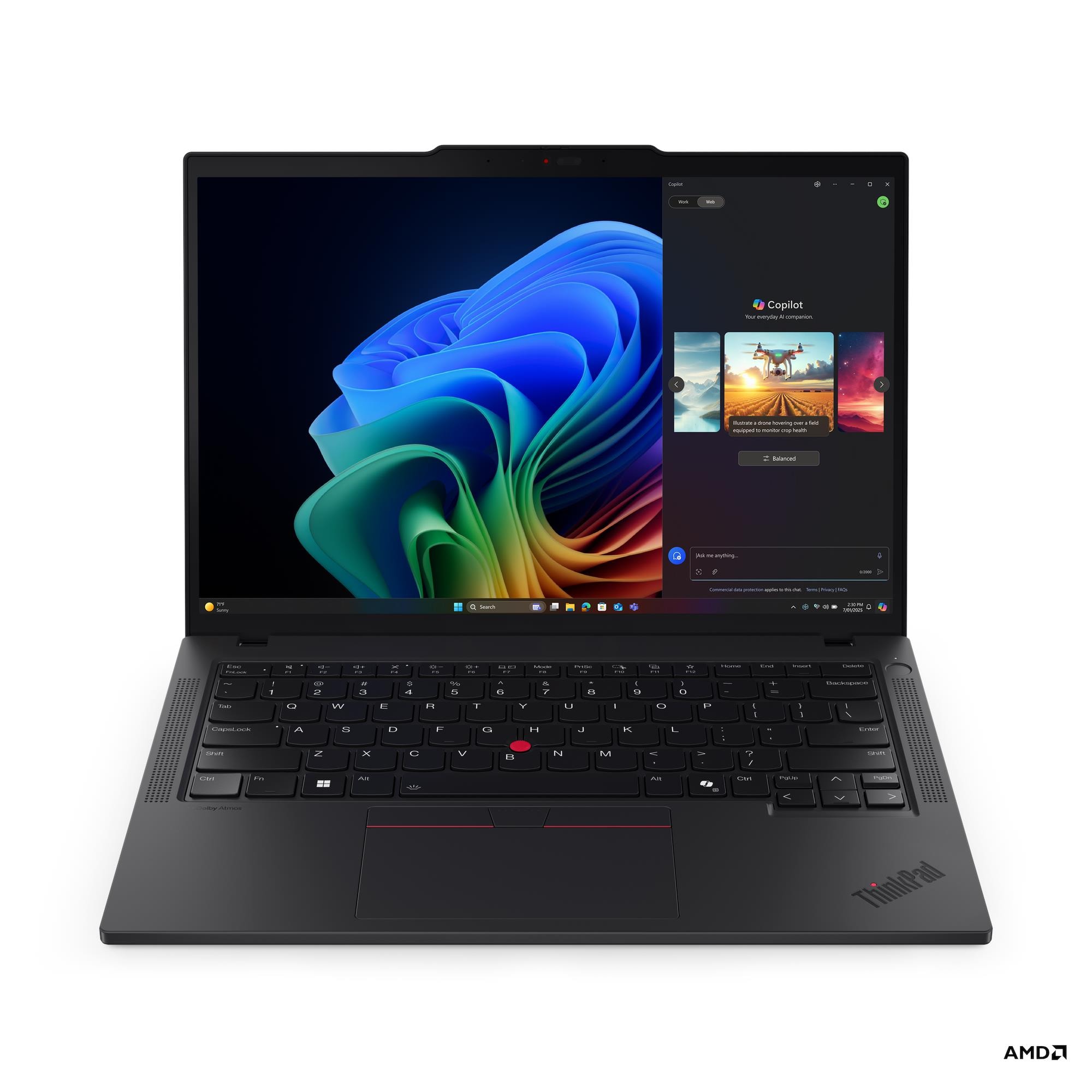 Lenovo ThinkPad T14 G6 AMD - Black - 14 " - IPS - WUXGA - 1920 x 1200 pixels - Anti-glare - AMD Ryzen AI 7 PRO - 350 - 32 (2x16) GB - SO-DIMM DDR5 - Solid-state drive capacity 1000 GB - AMD Radeon 860M Graphics - Windows 11 Pro - 802.11be - Bluetooth vers