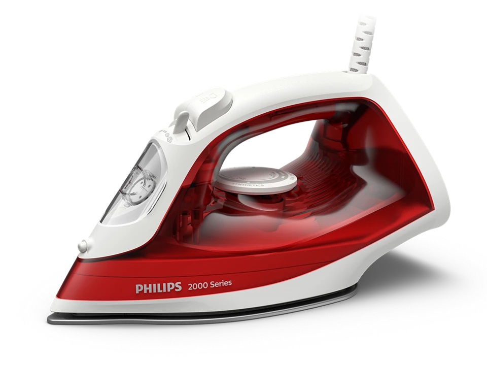 Philips Steam Iron - DST2010/40 2000 Series - Steam Iron - 2000 W - Water tank capacity 250 ml - Continuous steam 25 g/min - Steam boost performance 100 g/min - Red