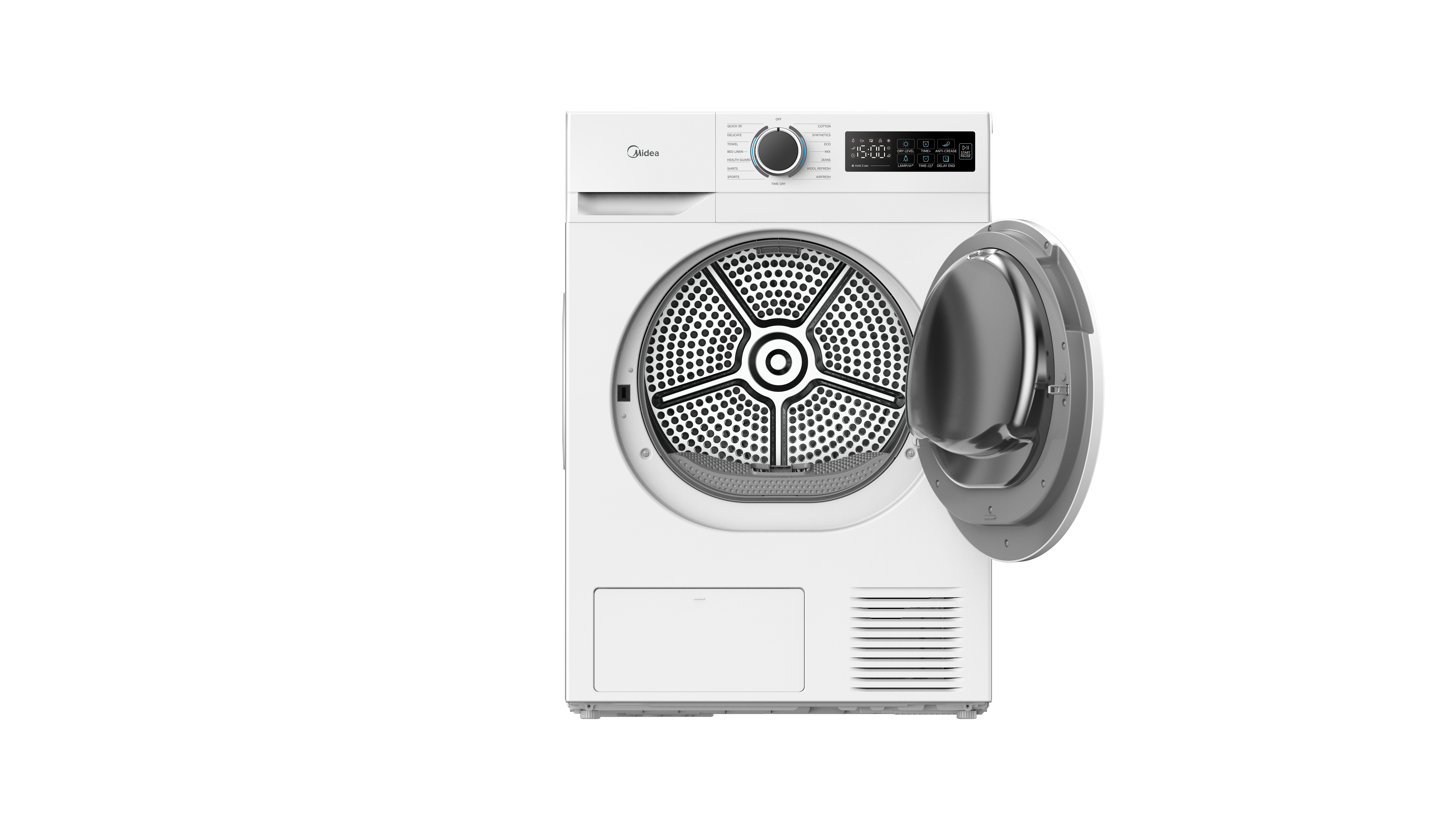 Midea - Dryer - MD110H70/W-HR - Energy efficiency class E - Front loading - 7 kg - LED - Depth 60 cm - White