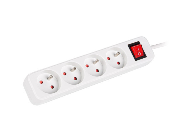 Lanberg Cable Power Strip, 4X French Outlets with Switch, Quality-Grade Copper, 1.5 m - PS1-04E-0150-W