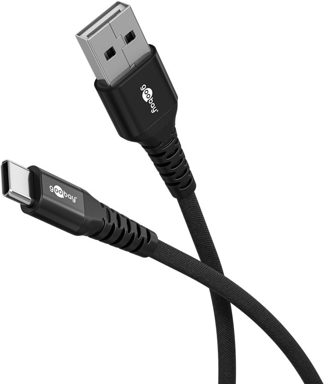 Goobay - USB-C to USB-A Supersoft Textile Cable with Metal Plugs - 74527
