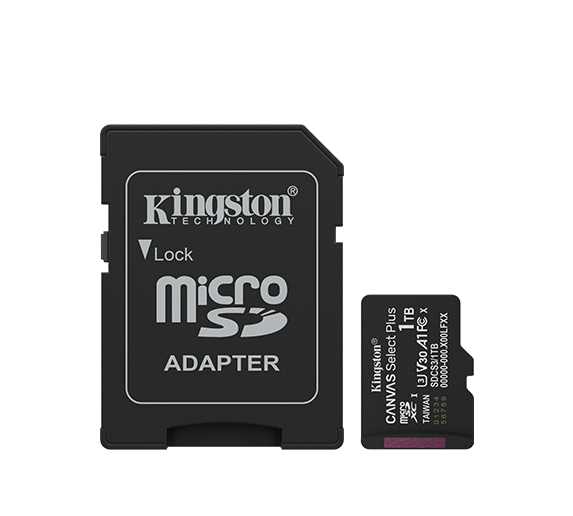 Kingston Memory card - Canvas Select Plus - 1000 GB - microSD - Flash memory class Class 10, UHS-I, U1/U3, video class 10/30, A1