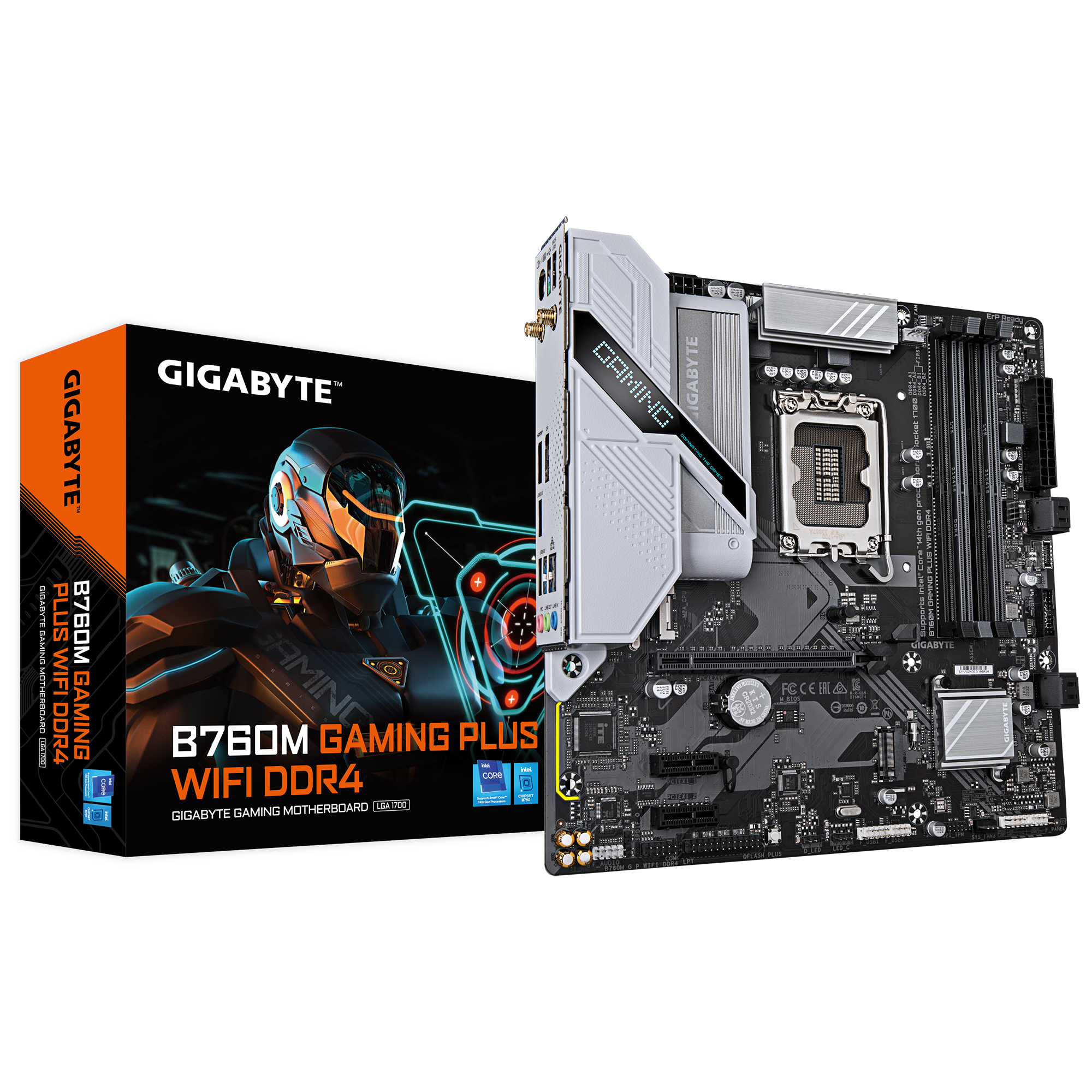 Gigabyte B760M GAMING PLUS WIFI DDR4 (rev. 1.0) - Processor family Intel - Processor socket LGA1700 - DDR4 - Supported hard disk drive interfaces SATA, M.2 - Number of SATA connectors 4