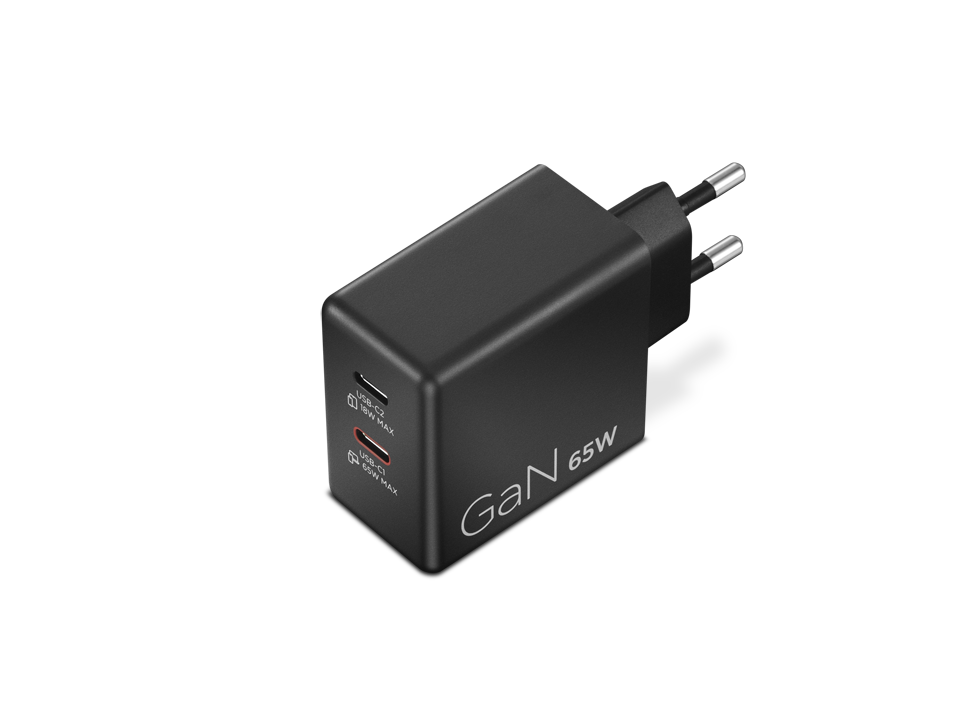 Lenovo Dual USB-C 65W GaN Charger - USB-C - 65 W - Charger
