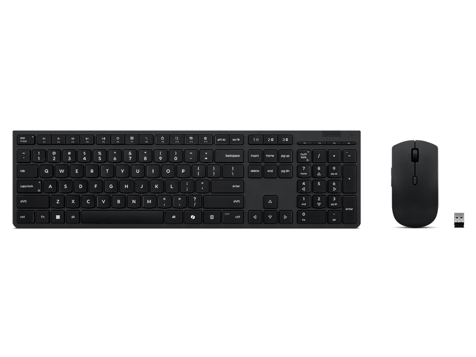 Lenovo Professional Wireless Rechargeable Combo Keyboard and Mouse - Keyboard and Mouse Set - Wireless - Mouse included - Bluetooth - Nordic - Rechargeable professional - Grey