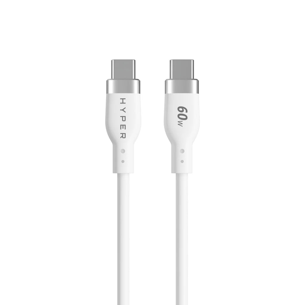 Hyper - HyperJuice USB-C Silicone Charging Cable, 1.5 m, White - HJ4011WHGL