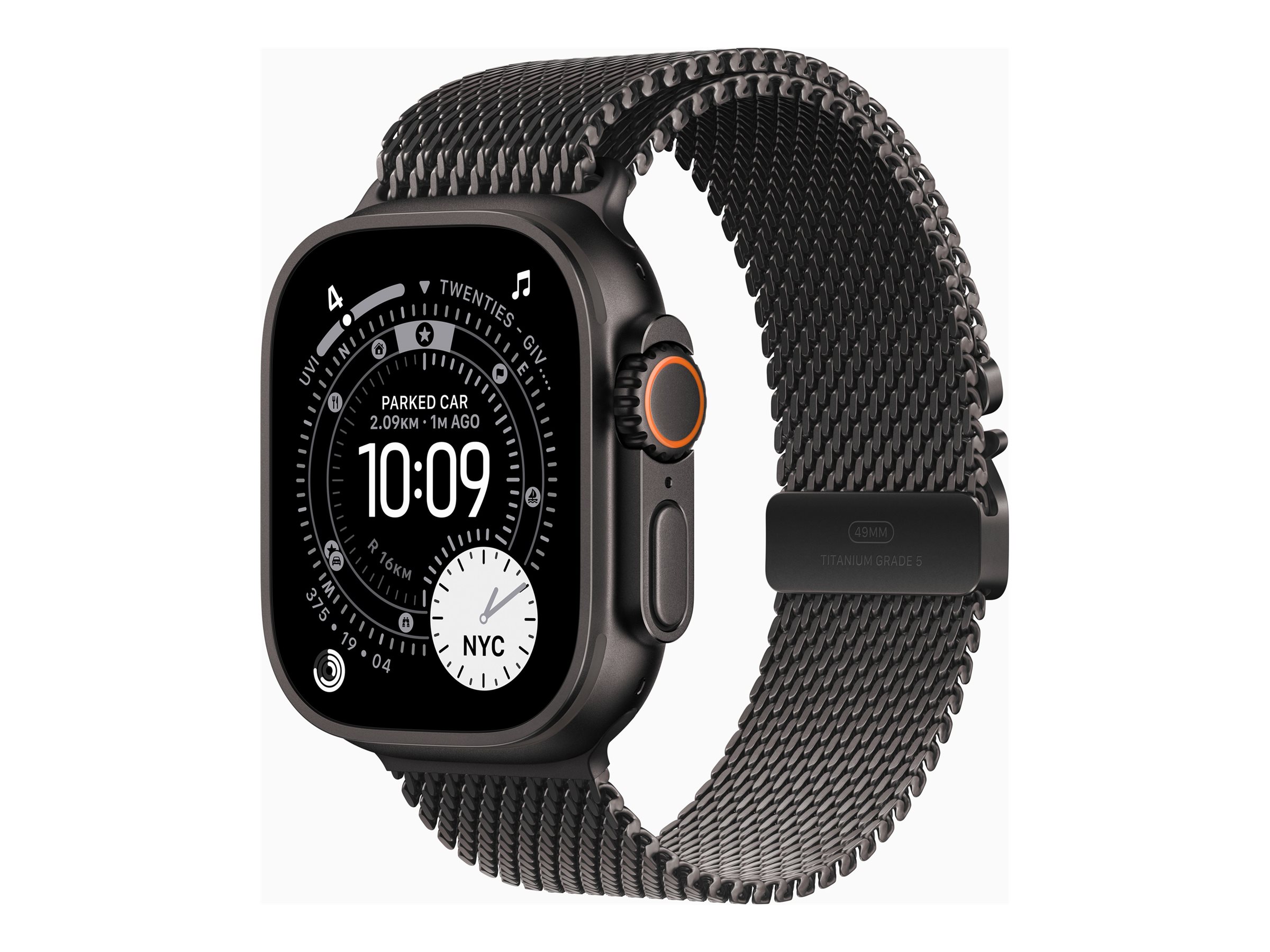 Apple Watch Ultra 3 GPS + Cellular 49mm Black Titanium Case with Black Titanium Milanese Loop - Large - Apple