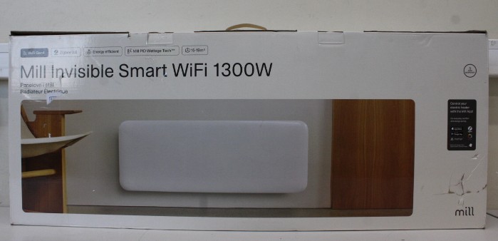SALE OUT. Mill PA1300WIFI4 Panel Heater with WiFi Gen 4 1300 W Suitable for rooms 15-19 m² White IPX4 - Mill Invisible Smart WiFi Heater - PA1300WIFI4 - Panel Heater - 1300 W - Suitable for rooms up to 15-19 m² - White - DAMAGED PACKAGING, BIG DENT ON FRO