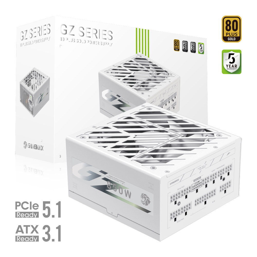 Gamemax PSU - GZ 850G WH - 850 W - Gold - White - Full Modular