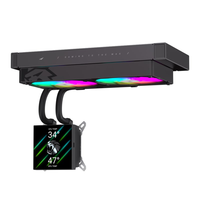 Gamemax CPU Liquid Cooler - GLACIER 240 LCD BK - Black
