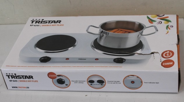 SALE OUT. Tristar Free standing table hob - KP-6245 - Number of burners/cooking zones 2 - Rotary - White - DAMAGED PACKAGING - Electric