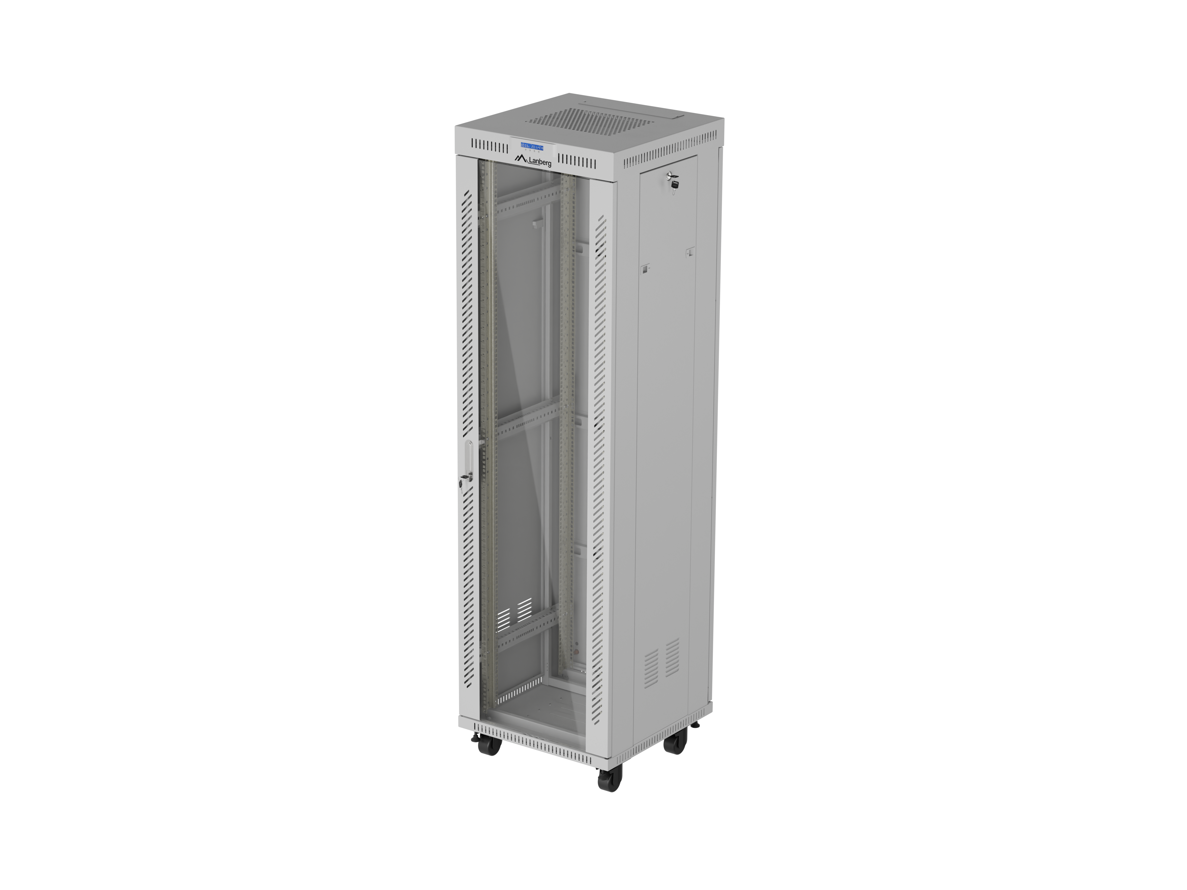 Lanberg Rack cabinet 19" free-standing 42U/600x600 (flat pack) with glass door LCD V2, grey