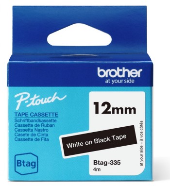 Brother BTAG-335 - White on Black - Btag