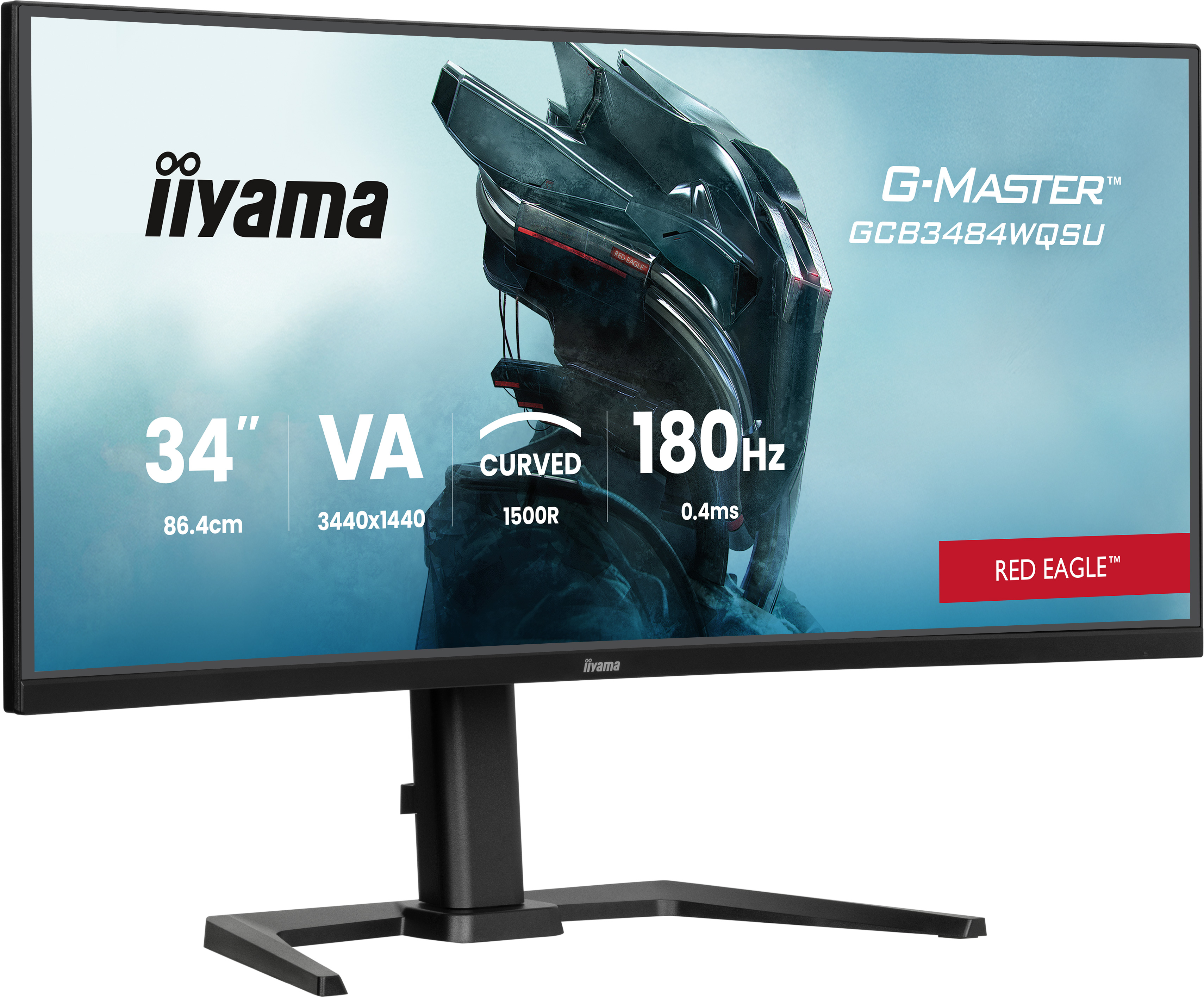 34" Fast VA Gaming, Curved Gaming 1500R, G-Master Gold Phoenix, FreeSync Premium, 3440 x 1440 @180Hz (4.9 megapixel UWQHD, DisplayPort), 500cd/m², 4000:1, 2xHDMI, DisplayPort, 0,4ms (MPRT)