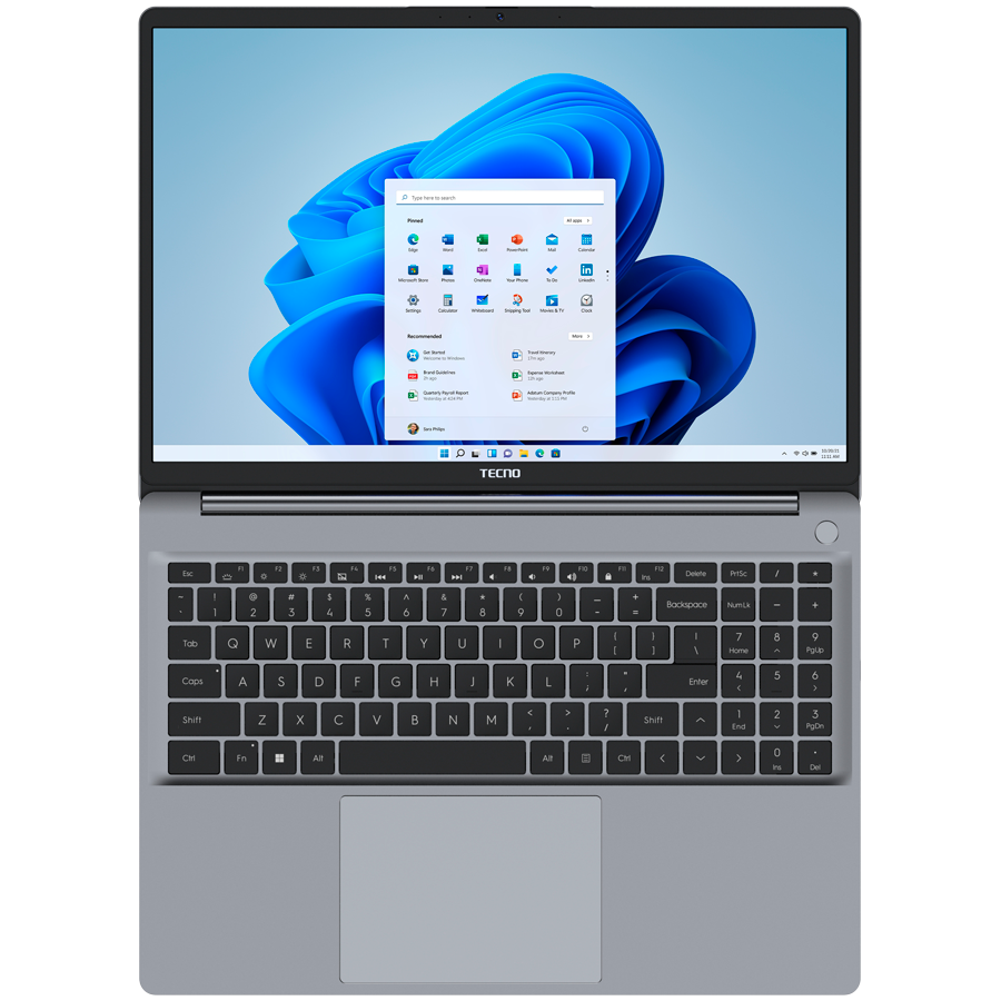 TECNO Megabook K16SAA Intel Core i9-13900HK 5.4GHz 16-inch FHD IPS 16:10 1920x1200 300nits 60Hz  RAM 16Gb SSD 1Tb 70Wh 17.5 hours Cam 1Mp 720p AI WiFi5 BT 5.0 RJ45 2xTypeC Full 2xUSB3.1 HDMI Finger print QWERTY EN Backlight All metal Winows 11H Gray