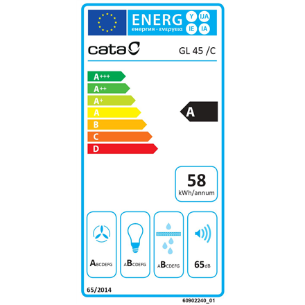 CATA - Hood - GL 45 X /C - Canopy - Energy efficiency class A - Width 50 cm - 820 m³/h - Touch - EcoLed - Stainless steel
