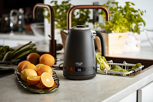 Adler - Kettle - AD 1295b - Electric - 2200 W - 1.7 L - Stainless steel - 360° rotational base - Black
