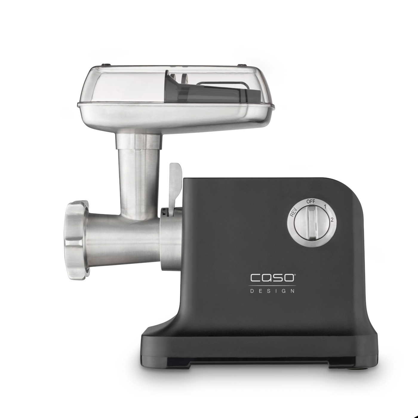 Caso - Meat Grinder - FW 2000 - Black - 2000 W - Number of speeds 2 - Throughput (kg/min) 2.5 - 3 perforated discs, Shortbread attachment with 4 moulds, Sausage filler, Stuffer, Drip tray