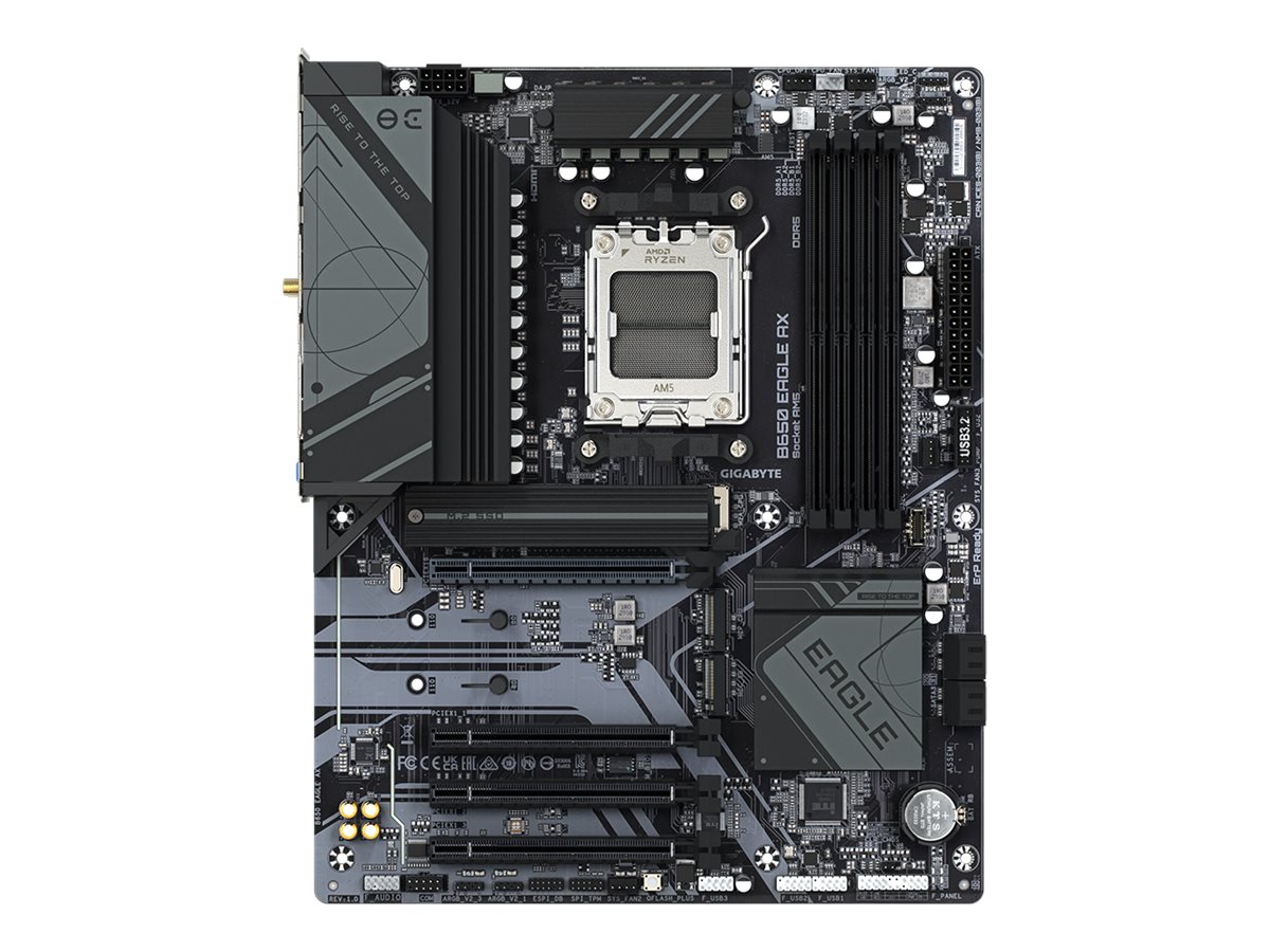 Gigabyte - B650 EAGLE AX - Processor family AMD - Processor socket AM5 - DDR5 - Supported hard disk drive interfaces M.2, SATA - Number of SATA connectors 4