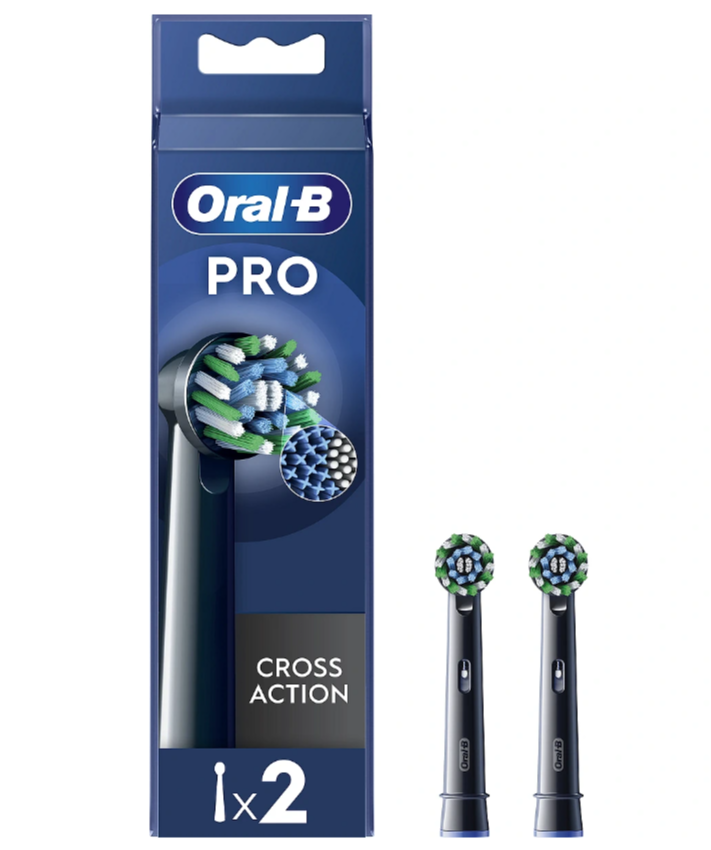 Oral-B - Replaceable toothbrush heads - EB50BRX-2 Cross Action Pro - Heads - For adults - Number of brush heads included 2 - Black