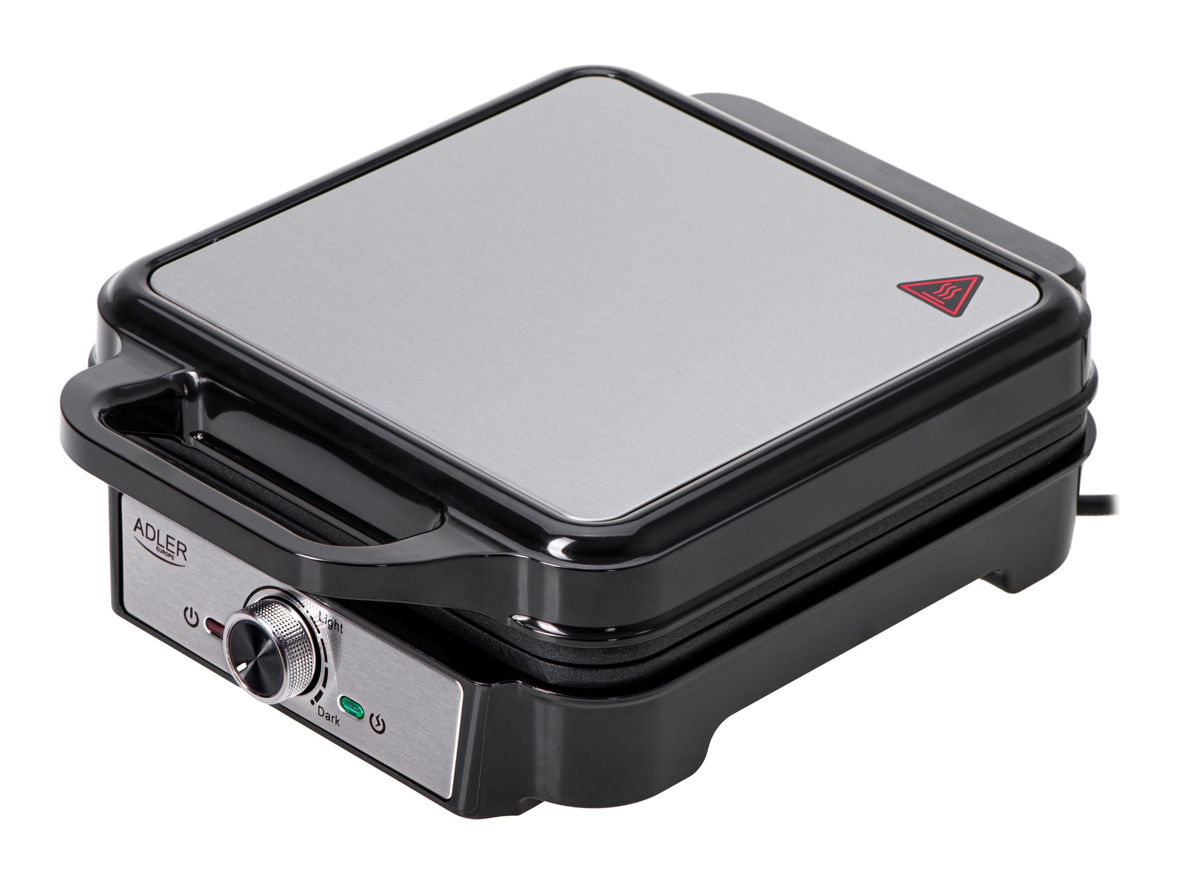 Adler Waffle Maker - AD 3083 - 1800 W - Number of pastry 4 - Belgium - Silver/Black