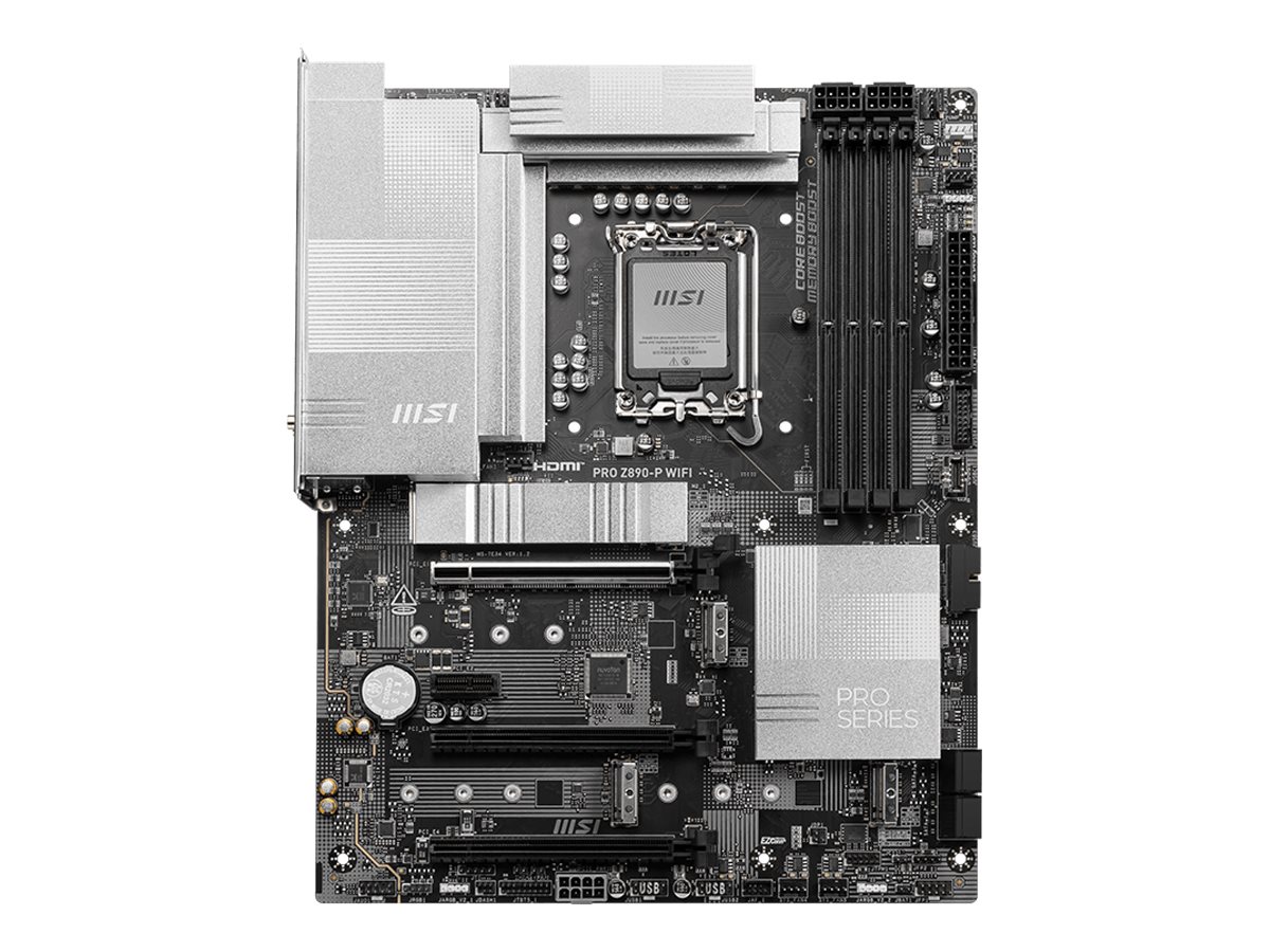 MSI PRO Z890-P WIFI - Processor family Intel - Processor socket LGA1851 - DDR5 UDIMM - Supported hard disk drive interfaces SATA, M.2 - Number of SATA connectors 4