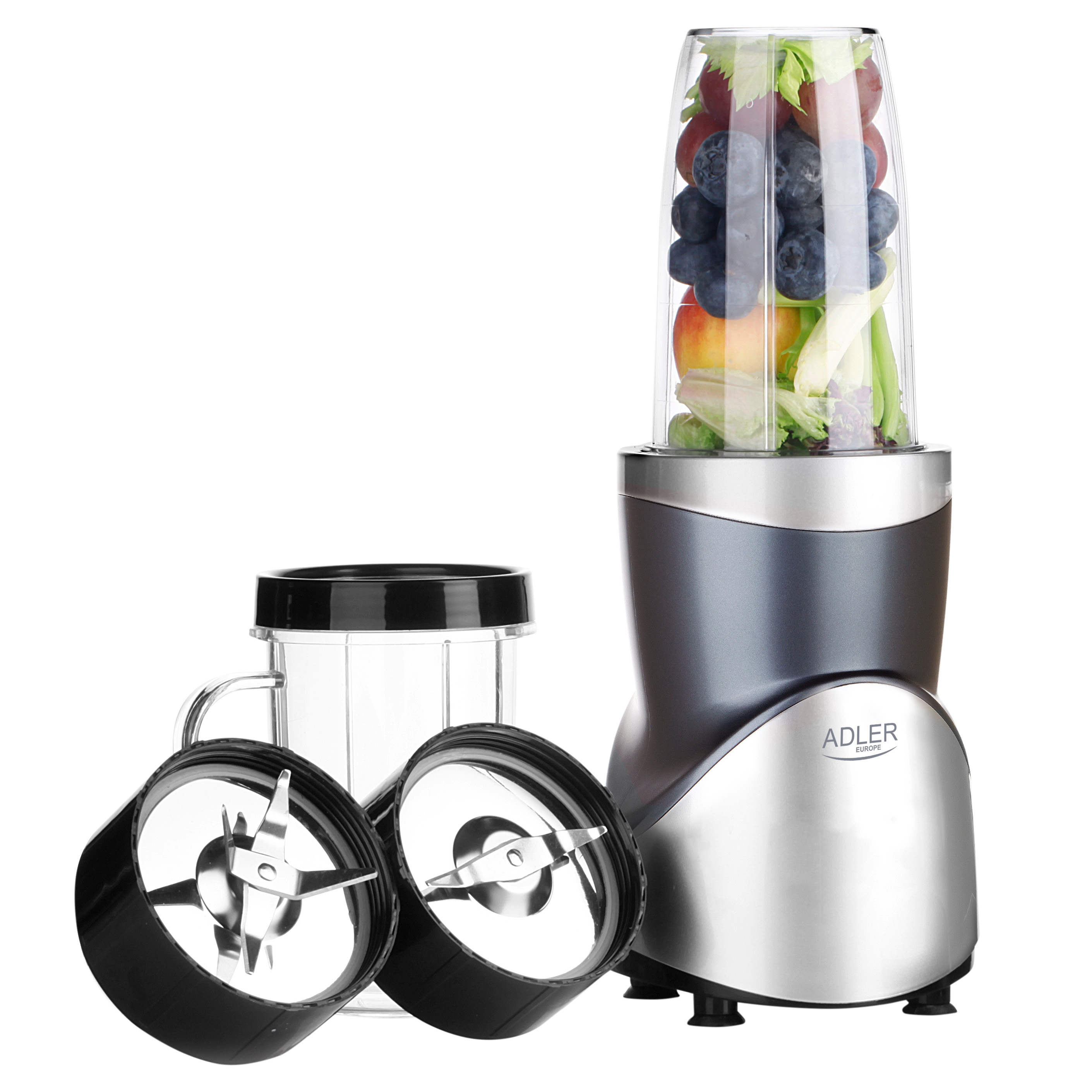 Adler Blender Smoothie Set - AD 4084 - Tabletop - 1200 W - Jar material BPA-Free - Jar capacity 0.3+0.5+0.5+0.7 L - Ice crushing - Stainless Steel