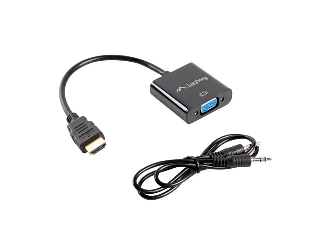 Lanberg HDMI, Mini Jack 3.5 mm, VGA Adapter - AD-0017-BK - 20 m