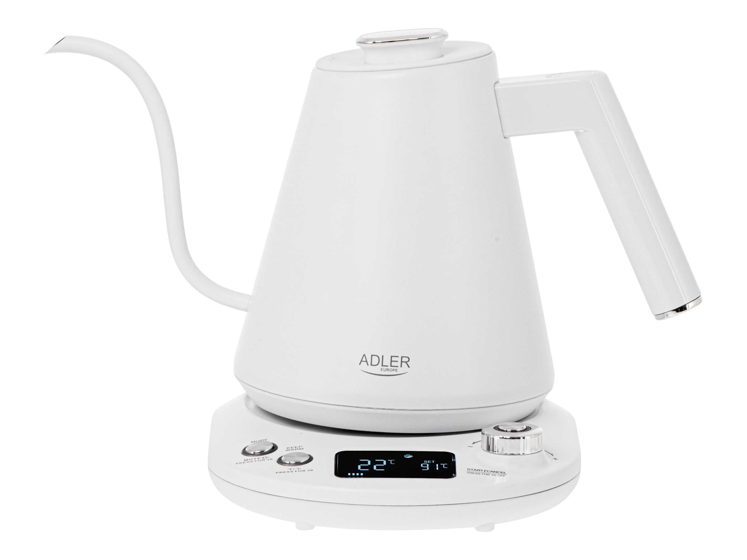 Adler - Kettle - AD 1349w - Electric - 1100 W - 1 L - Stainless Steel - 360° rotational base - White
