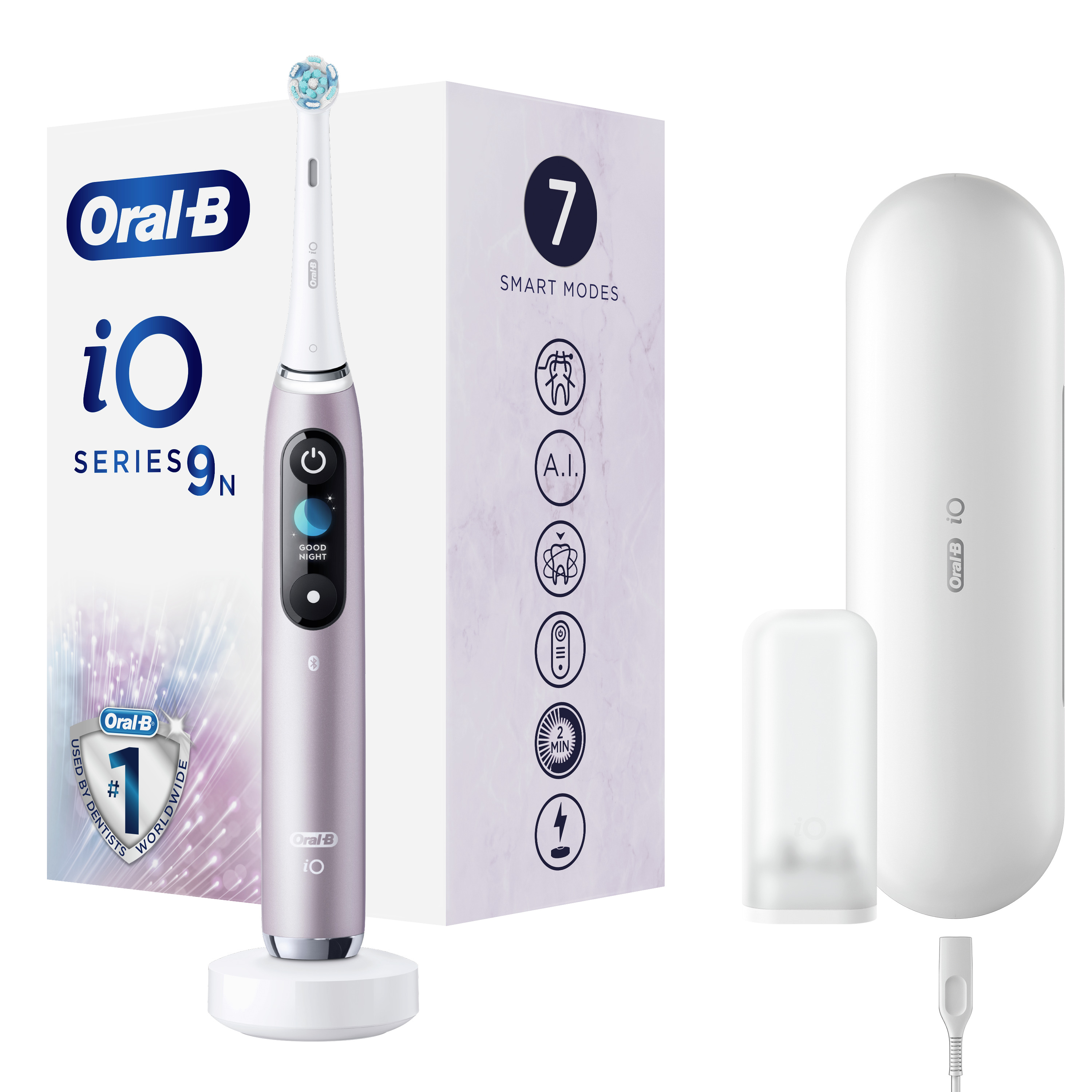 Oral-B Electric Toothbrush - iO9 Series 9 - Rechargeable - For adults - Number of brush heads included 1 - Number of teeth brushing modes 7 - Rose Quartz