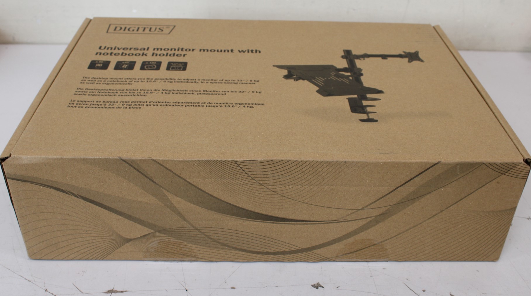 SALE OUT. DIGITUS Universal Monitor Mount with Notebook Holder - Digitus Desk Mount - DA-90436 - Tilt, swivel, height adjustment, rotate - Maximum weight (capacity) 9 kg - UNPACKED, SCRATCHED ON TUBE - Black