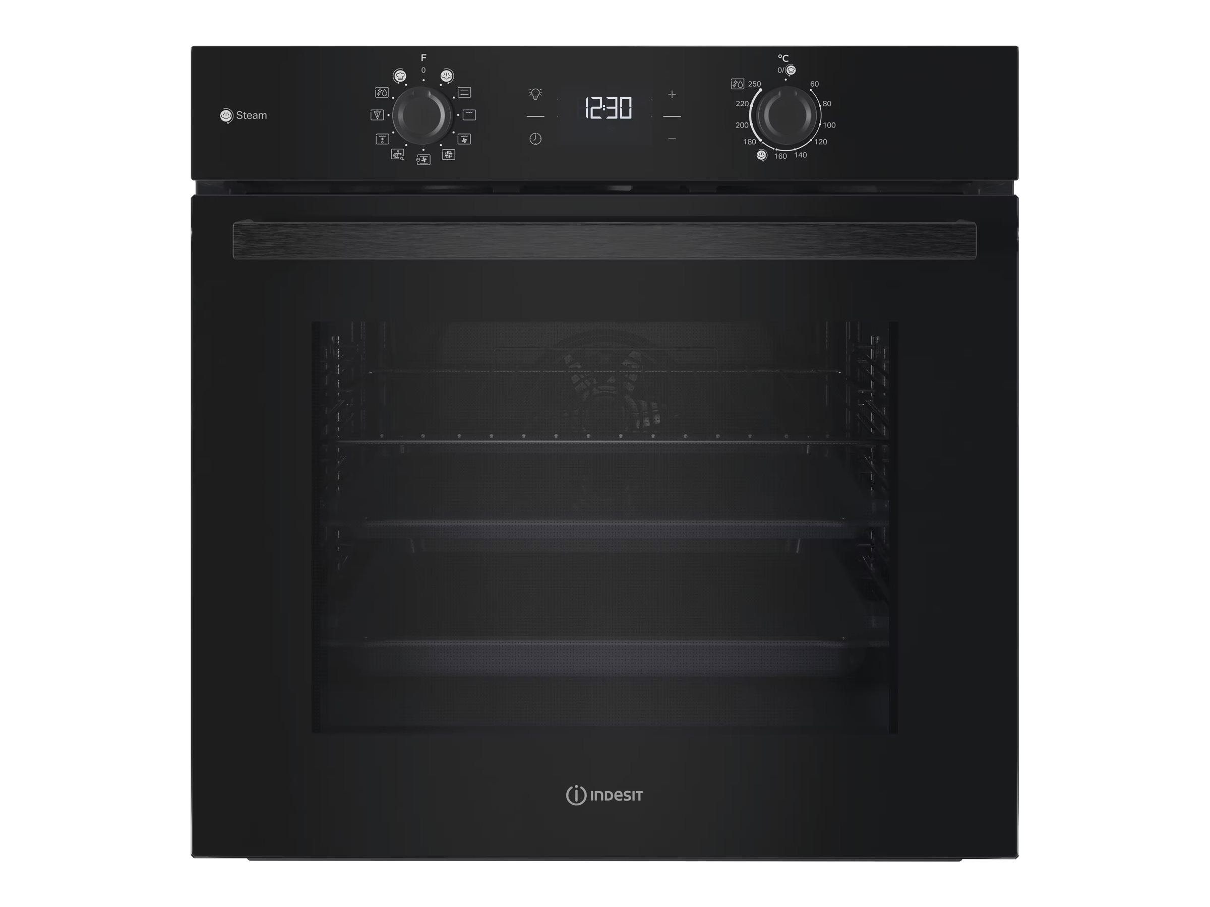 INDESIT Oven - IO K58HS B - 71 L - Electric - Hydrolytic - Electronic - Height 59.5 cm - Width 59.5 cm - Black