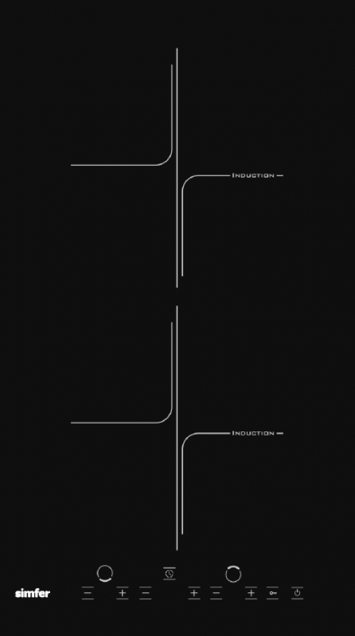 Hob - 3020 XEISP - Simfer Number of burners/cooking zones 2 - Induction - Touch control - Timer - Black