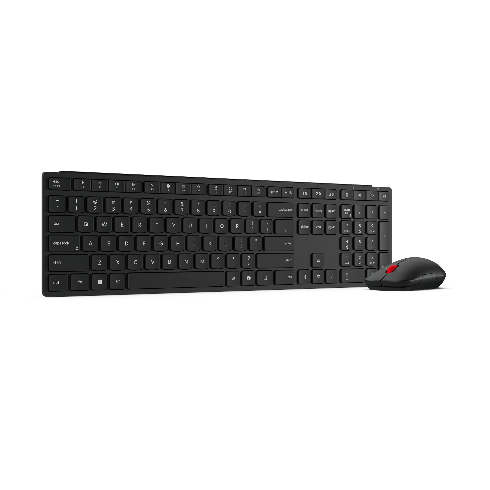 Lenovo Multi-Mode Pro Combo Keyboard and Mouse 6000-US Euro - Keyboard and Mouse Set - Wireless - Mouse included - Bluetooth - US Euro - Eclipse Black