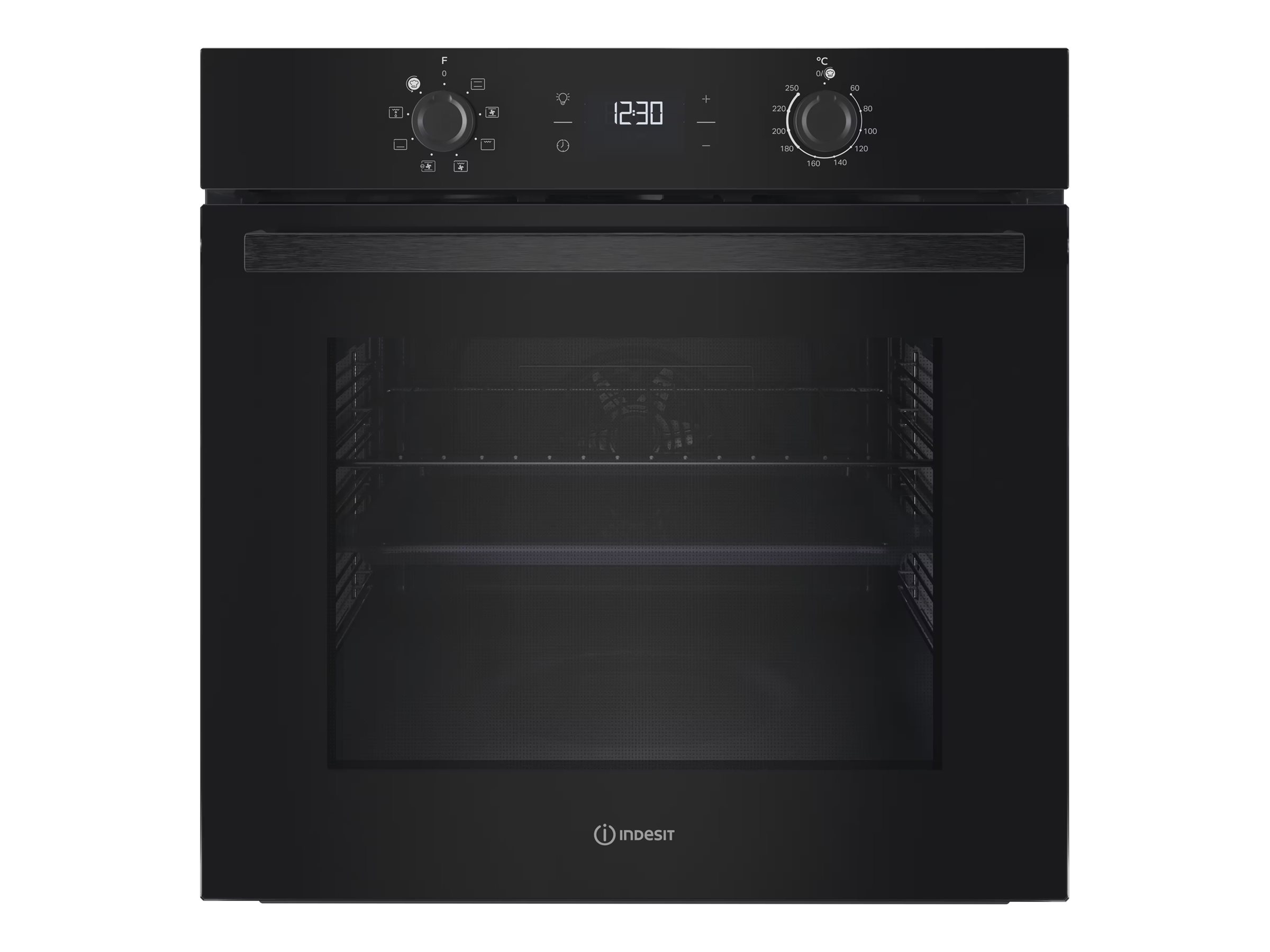 INDESIT Oven - IO K55C B - 71 L - Electric - Catalytic - Electronic - Height 59.5 cm - Width 59.5 cm - Black