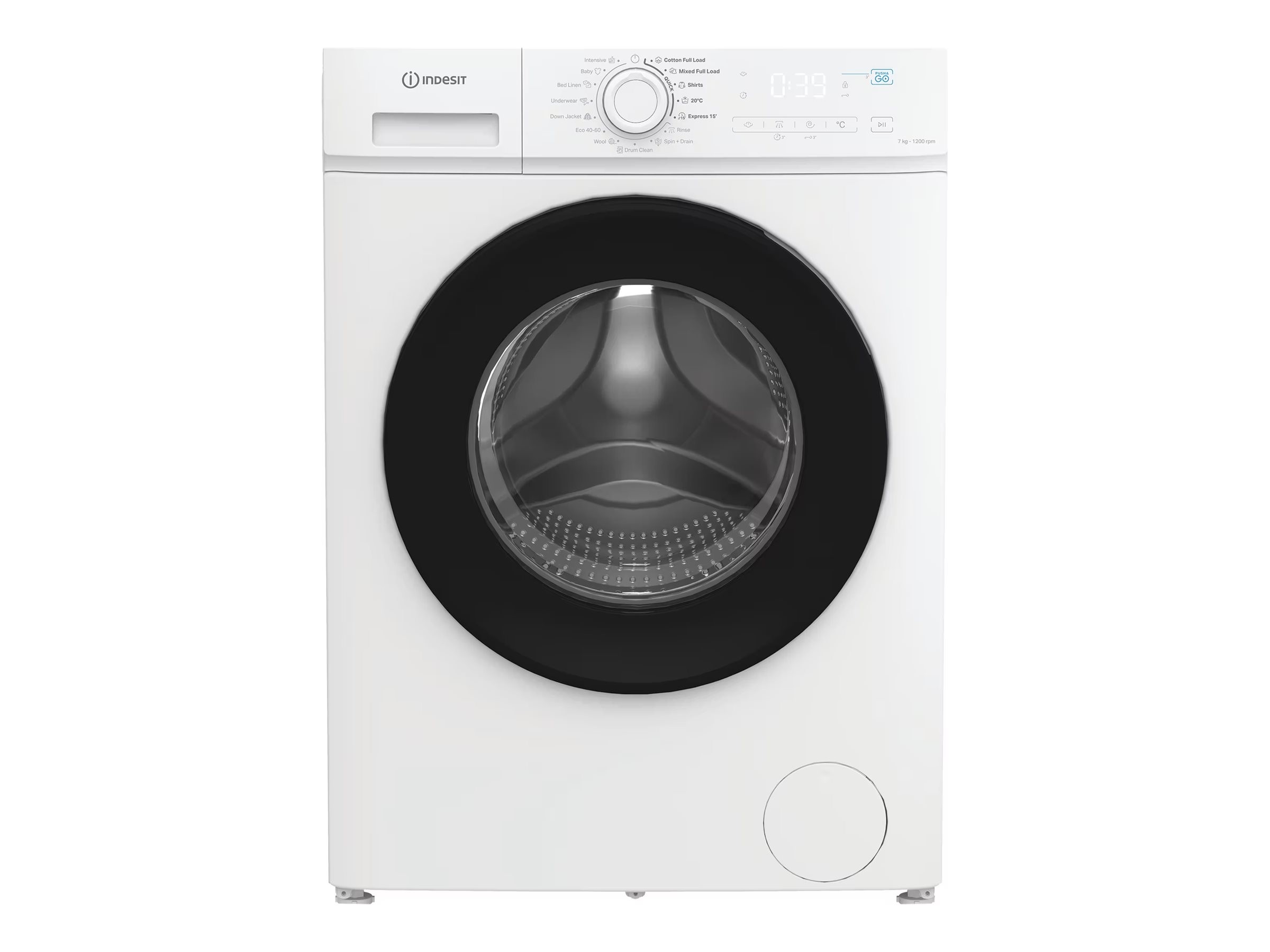 Washing machine - IMA 762B MY TIME EE - INDESIT Energy efficiency class A - Front loading - Washing capacity 7 kg - 1200 RPM - Depth 47 cm - Width 60 cm - Display - Digital - Steam function - White