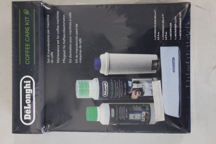 SALE OUT. Delonghi DLSC306 Maintenance Care Kit for Bean to Cup & Espresso Coffee Machines, includes five cleaning accessories - DAMAGED PACKAGING AND DAMAGED ON FILTER BAG