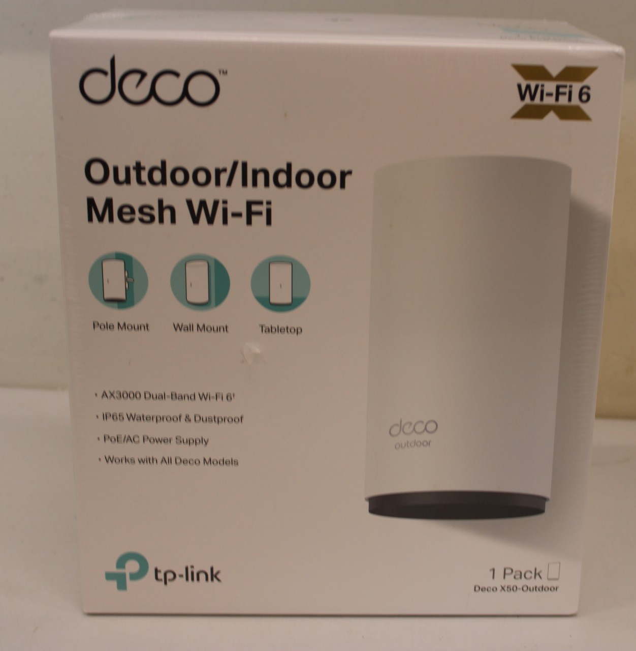 SALE OUT. TP-LINK Deco X50-Outdoor AX3000 Outdoor Whole Home Mesh WiFi 6 Unit - SALE OUT. TP-LINK AX3000 Outdoor Whole Home Mesh WiFi 6 Unit - Deco X50-Outdoor - 802.11ax - 10/100/1000 Mbit/s - Ethernet LAN (RJ-45) ports 2 - Mesh Support Yes - MU-MiMO Yes