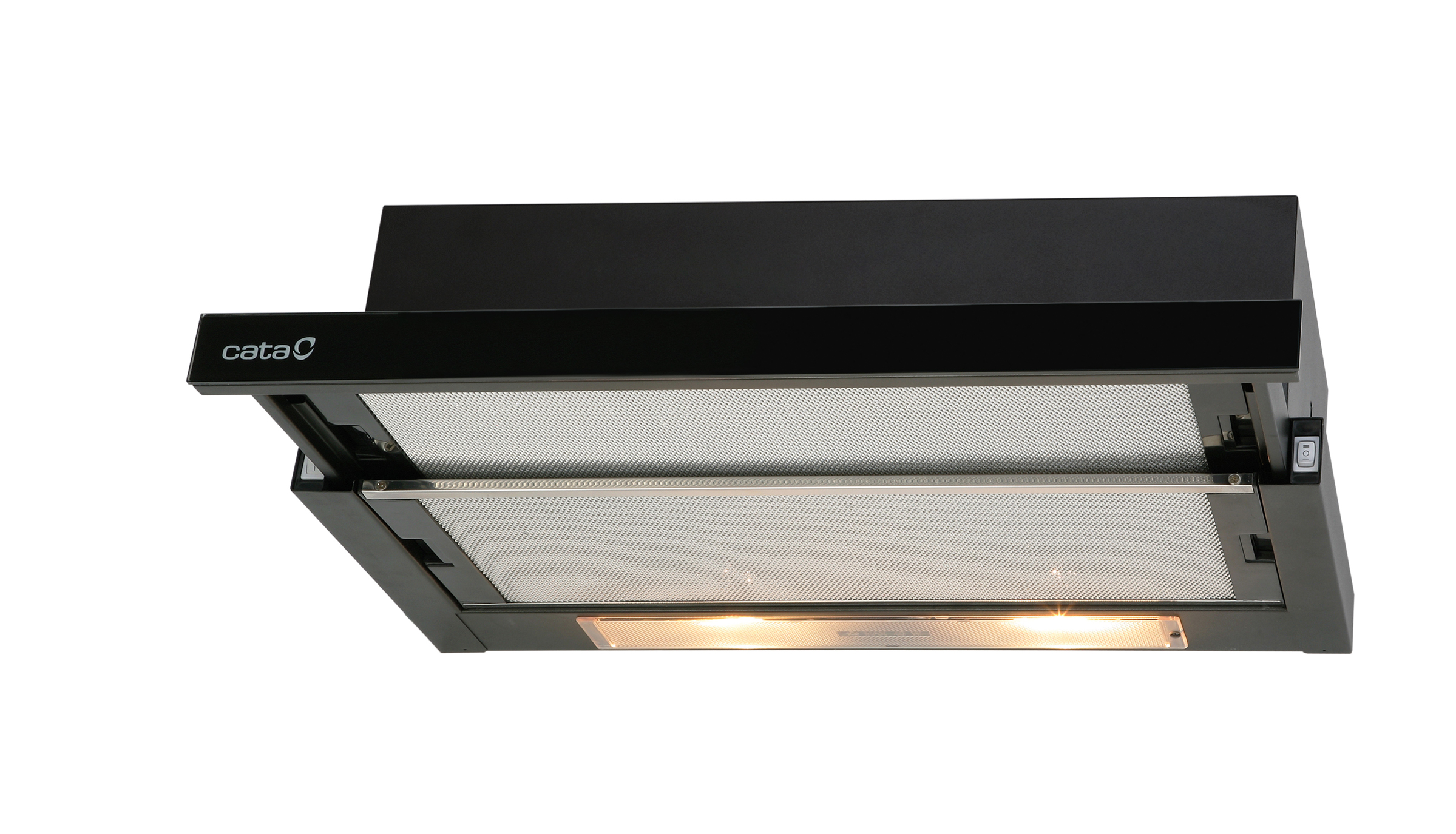 CATA - Hood - TF 2003 600 GBK - Telescopic - Energy efficiency class C - Width 60 cm - 390 m³/h - Mechanical control - LED - Black Glass