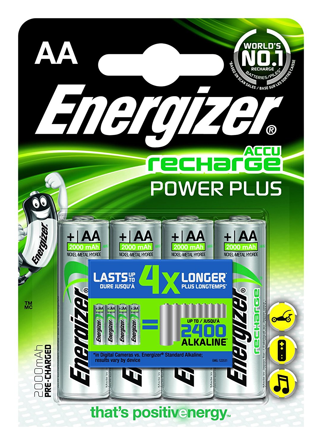 Energizer - AA/HR6 - 2000 mAh - Rechargeable Accu Power Plus Ni-MH - 4 pc(s)