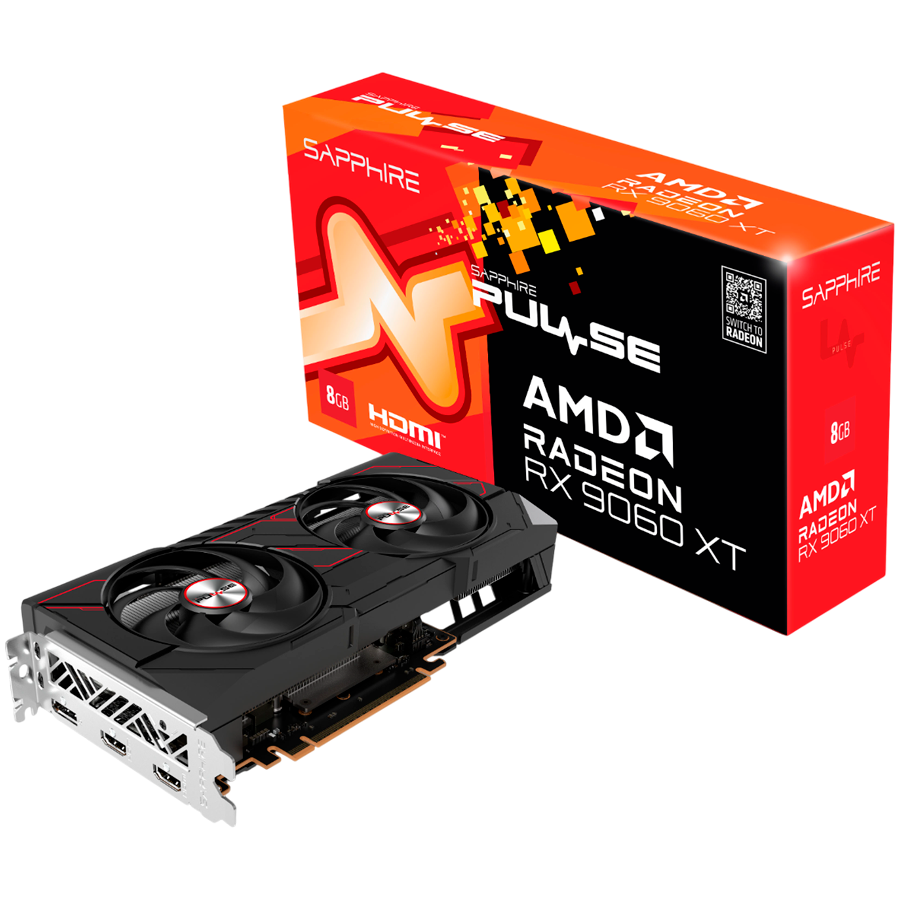 SAPPHIRE PULSE AMD Radeon RX 9060 XT OC 8GB GDDR6 8-bit DP 2x HDMI