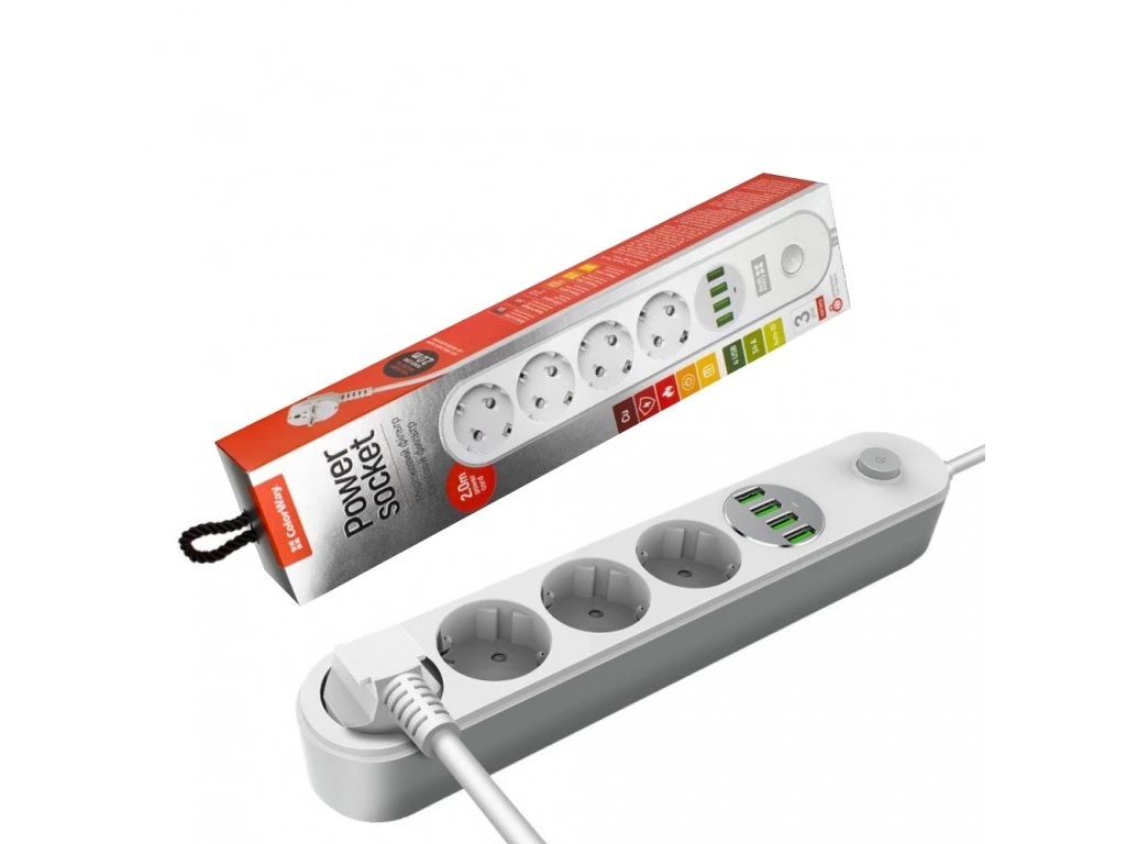 ColorWay - CW-CHE44W - Power socket, 4 EU sockets