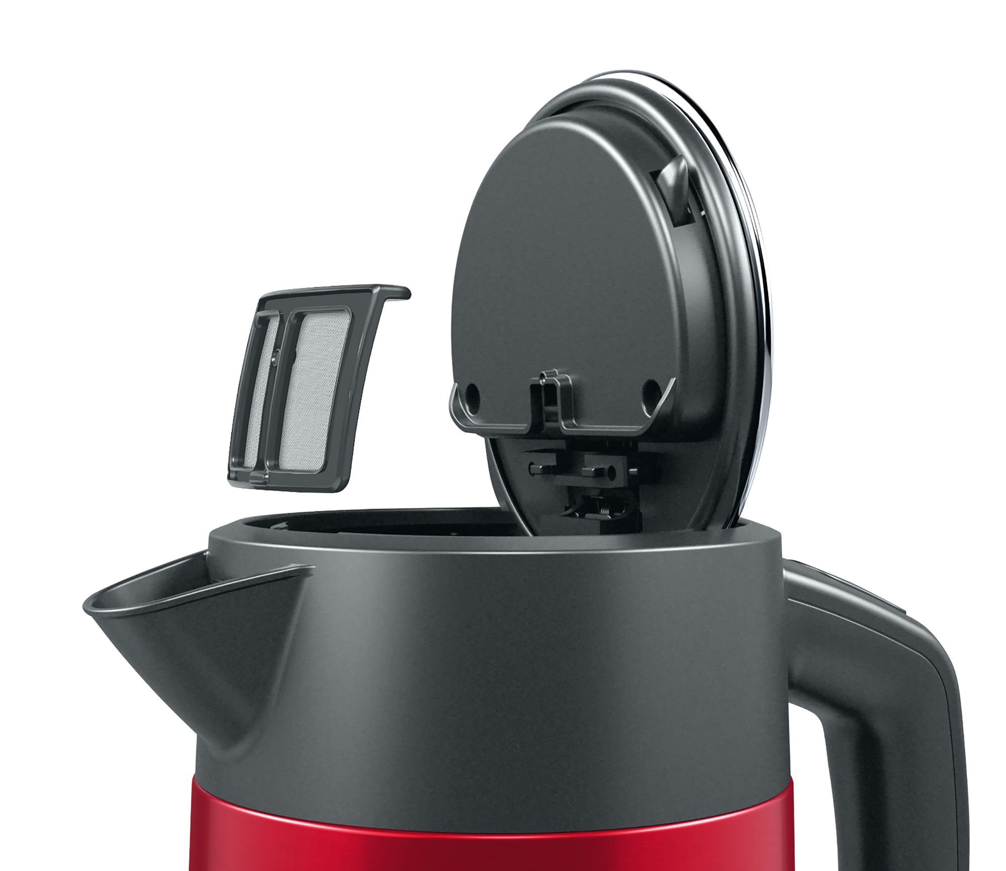 Bosch - Kettle - DesignLine TWK4P434 - Electric - 2400 W - 1.7 L - Stainless steel - 360° rotational base - Red/Black