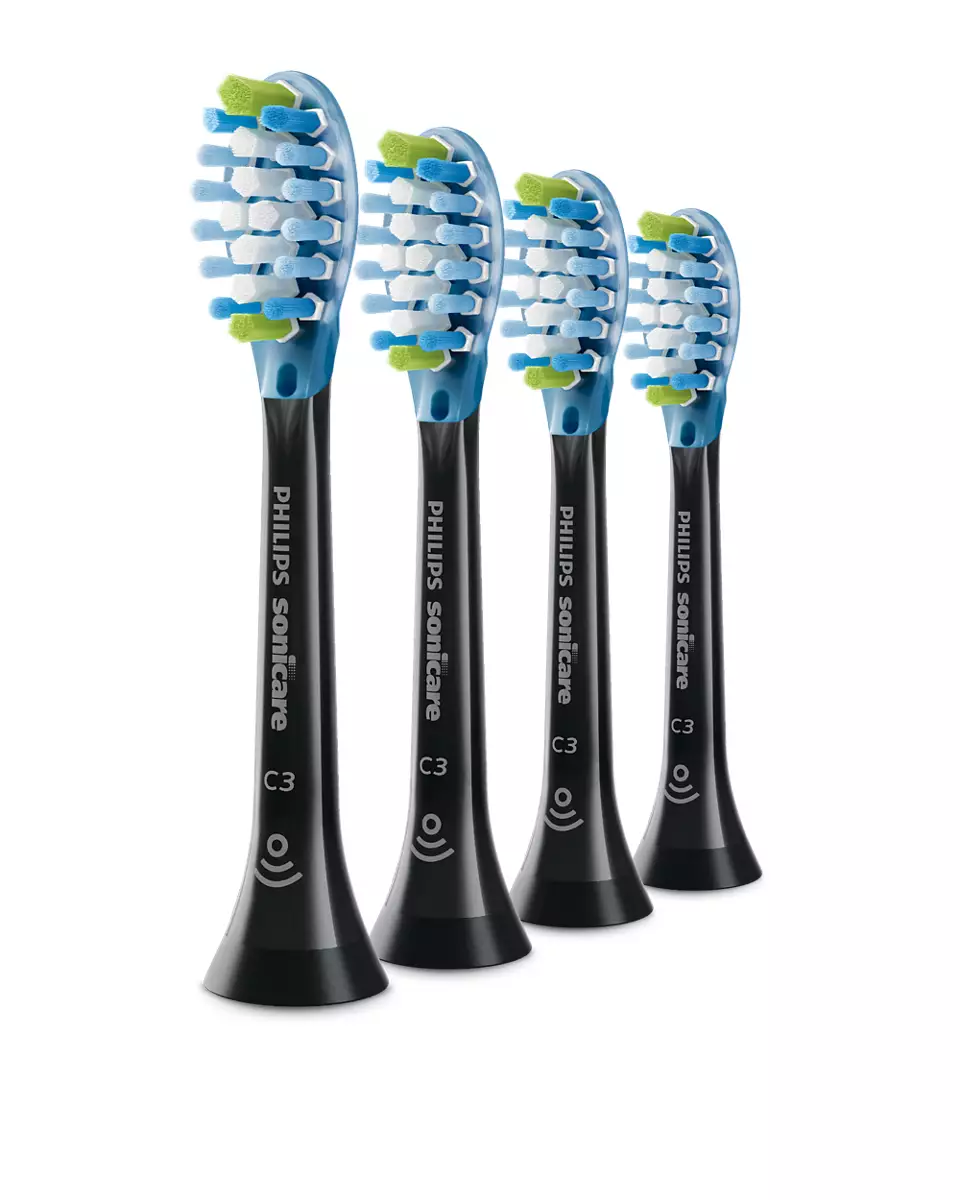 Philips - Toothbrush Heads - HX9044/33 Sonicare C3 Premium Plaque - Heads - For adults - Number of brush heads included 4 - Number of teeth brushing modes Does not apply - Sonic technology - Black