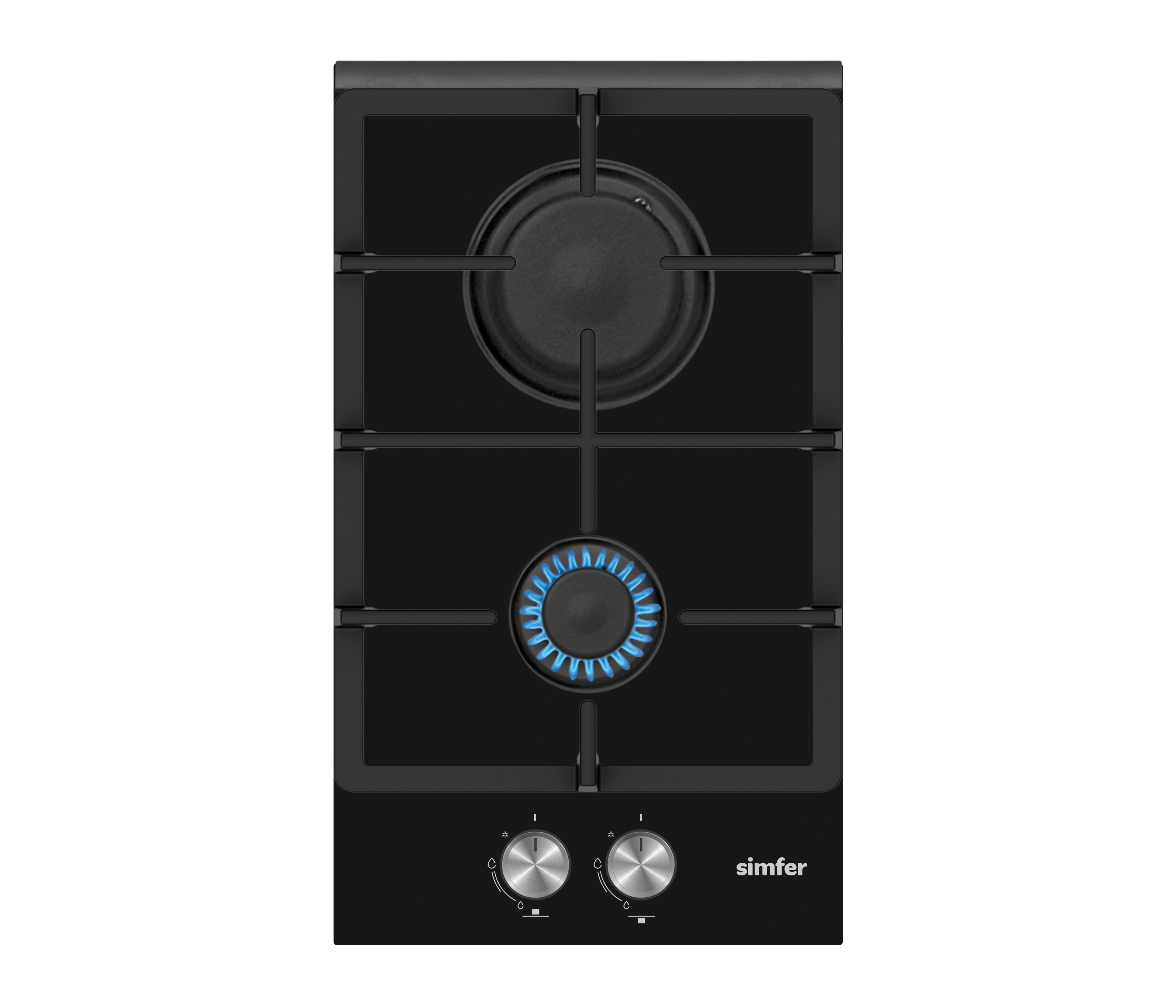 Simfer - Hob - H3.201.TGRSP - Gas on glass - Number of burners/cooking zones 2 - Rotary knobs - Black