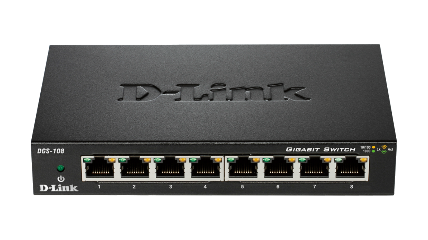 D-Link - Switch - DGS-108/E - Unmanaged - Desktop - Gigabit Ethernet (copper) ports quantity 8 - 60 month(s)