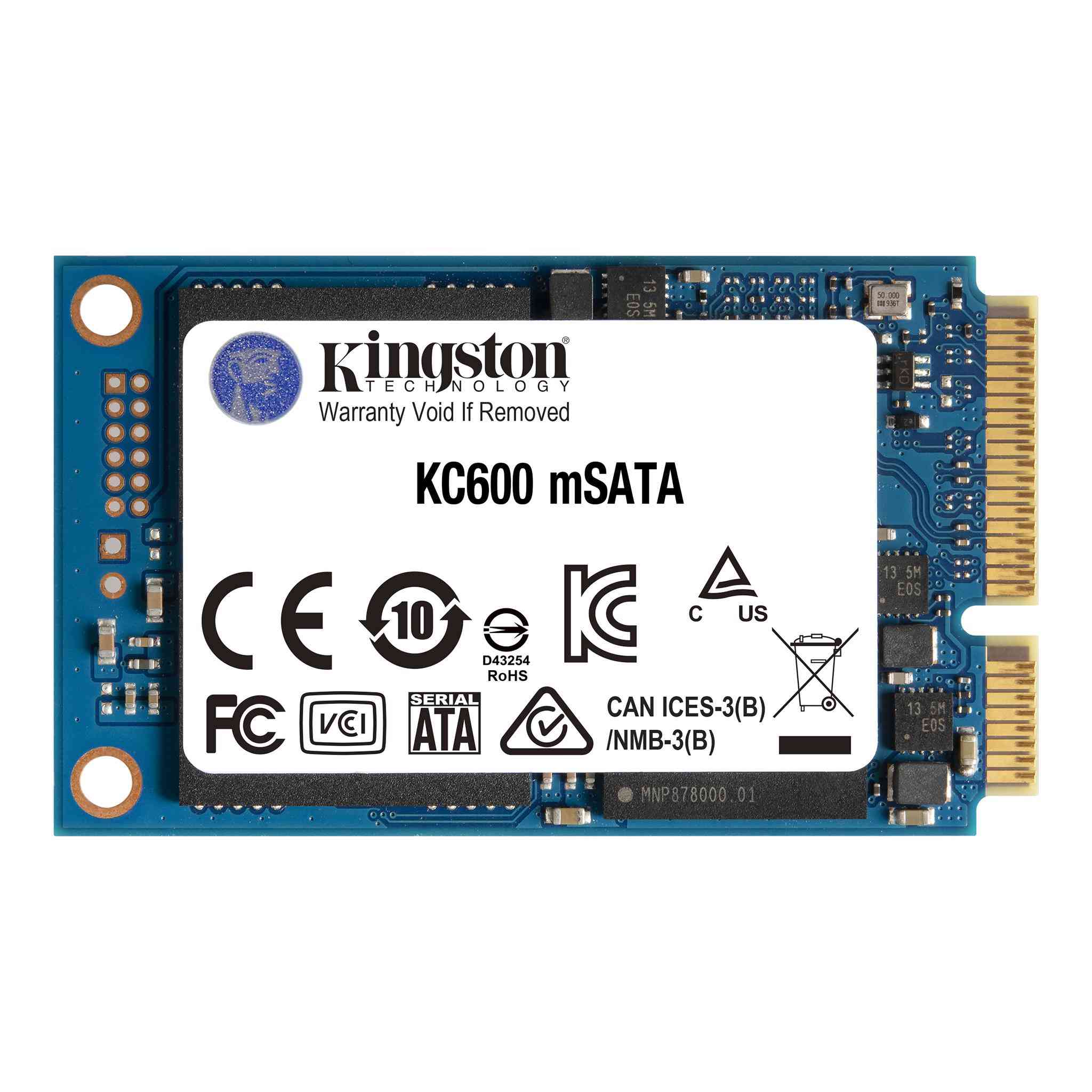 Kingston - KC600 - 1000 GB - Solid-state drive interface mSATA - Read speed 550 MB/s - Write speed 520 MB/s