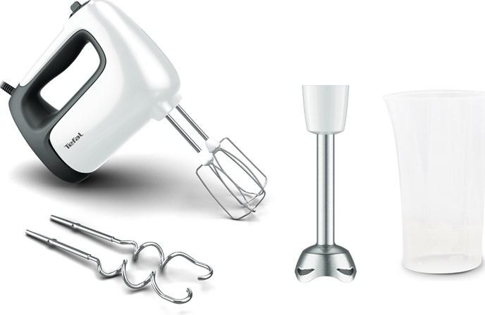 TEFAL - Hand Mixer - PrepMix+ HT462138 - Hand Mixer - 500 W - Number of speeds 5 - Turbo mode - White